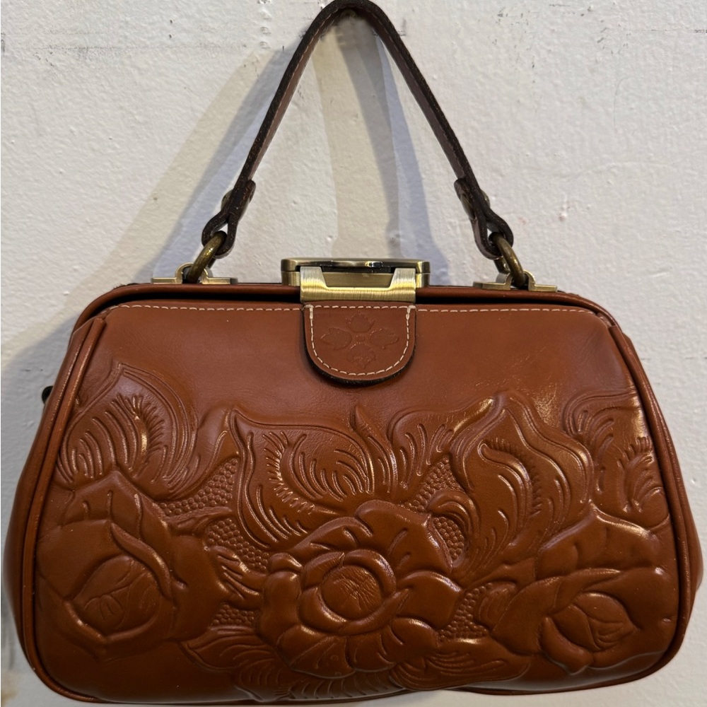 Patricia Nash Tan Embossed Leather Clutch